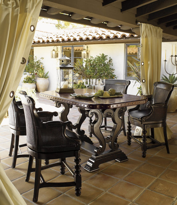 Lexington Tommy Bahama Home Sienna Bistro Table - Elegant British Colonial Design With Hand-hewn Top And Warm Tamarind Finish Cassis  621-873