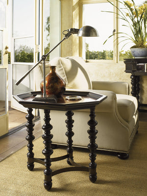 Lexington Tommy Bahama Home Plantation Accent Table - Exquisite British Colonial Design With Hammered Copper Top For Global Flair Tamarind  619-944