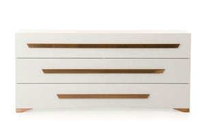 VIG Furniture Juliet High-Gloss Italian White Dresser With Rosegold Accents, Soft-Close Drawers & Sculpted Feet VGACJULIET-DSR