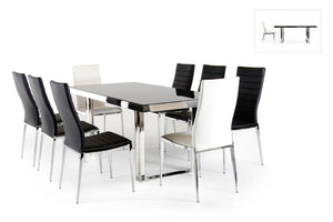VIG Furniture Courtland Black Tempered Glass Dining Table With Stainless Steel Base — Sleek Modern 71" X 35" Elegant Centerpiece VGHB212T
