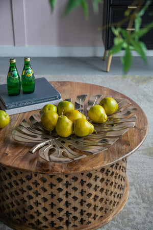 English Elm 24.8x17.3x2" Gold Monstera Leaf Wall Décor — Modern Aluminum Hanging Art, Bright Gold Finish, Botanical Geometry Accent (30x20x10) W2078P293121