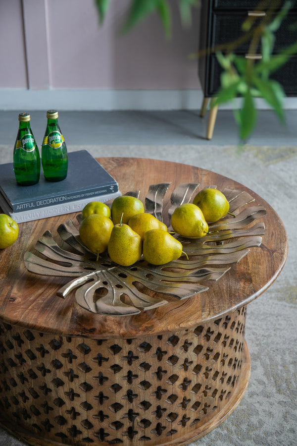 English Elm 24.8x17.3x2" Gold Monstera Leaf Wall Décor — Modern Aluminum Hanging Art, Bright Gold Finish, Botanical Geometry Accent (30x20x10) W2078P293121