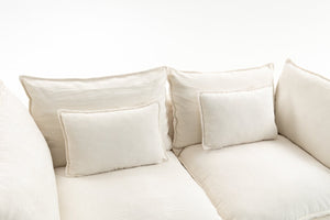 English Elm 74.8" Oversized Modular Cloud Sofa Deep Seat Cotton Linen Upholstered Living Room Couch Ancient White W2530P458026