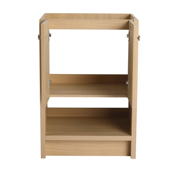 English Elm 24" Modern Freestanding Bathroom Vanity Oak Plywood with Soft-Closing Doors & Open Shelf Storage W1972P268402
