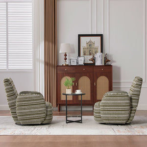 English Elm Modern Boucle 360° Swivel Leisure Chair with High‑Resilience Sponge, Supportive Curve, 550lb Capacity Olive Green W395P355490