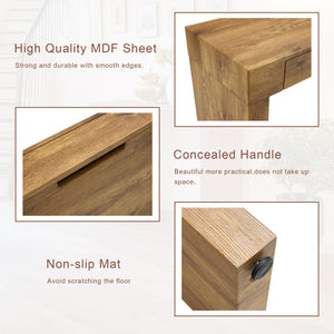 English Elm Elegant Natural Wood Grain Bar Table with Two Drawers, 50" Long, Ergonomic 37" Height, Sturdy MDF Design, Smooth Finish, Adjustable Non-Slip Feet W2920P225015