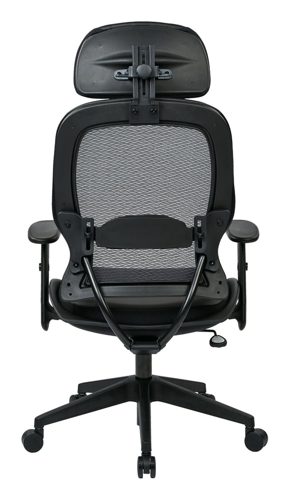 OSP Home Furnishings Professional Air Grid Ergonomic Office Chair with Lumbar Support and Bonded Leather Seat 57906E
