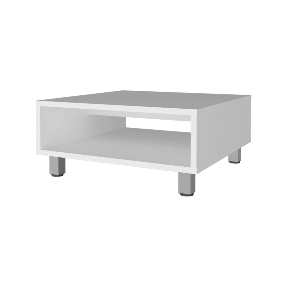 English Elm White Modern Coffee Table With Open Storage Shelf - Stylish, Durable Design For Contemporary Living Spaces B062P252204-GIGA