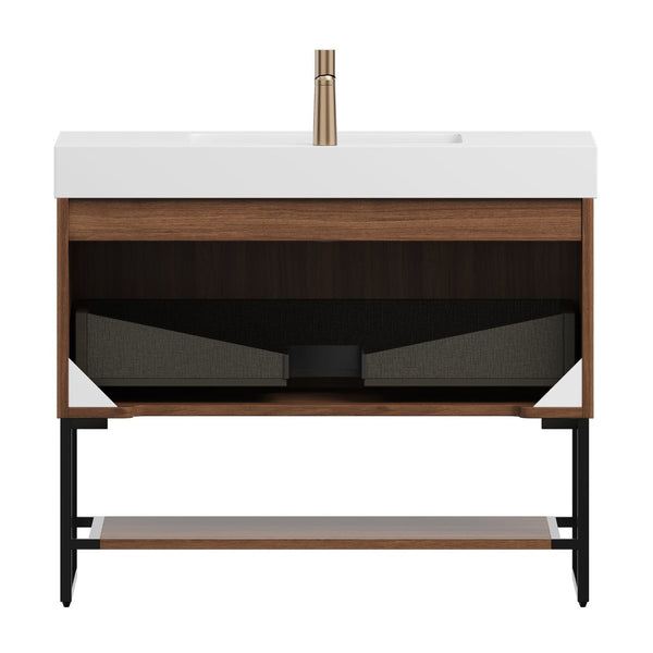 English Elm Dina Floating Bathroom Vanity Sintered Stone Top Glass Basin Striped Plywood Cabinet W2615S00255