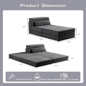 English Elm Compression Mahjong Sofa - Oversized Modular Sectional Bed With Memory Foam & Versatile Ottoman Set W3723S00045