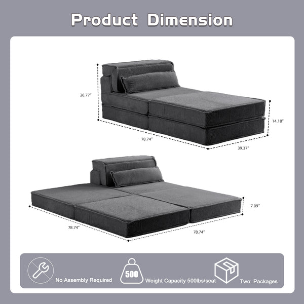 English Elm Compression Mahjong Sofa - Oversized Modular Sectional Bed With Memory Foam & Versatile Ottoman Set W3723S00045