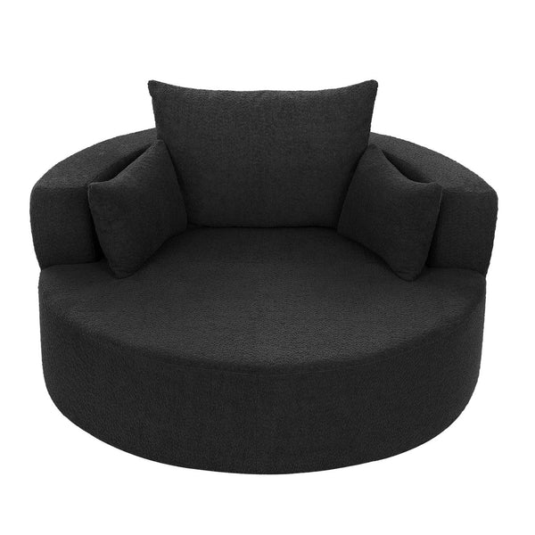 English Elm 360° Swivel Chair Spacious Chenille Barrel Accent Seat with 36.5" Deep Cushion, 360° Comfort for Living Rooms, Bedrooms, Offices, Hotels Black N719S001880B