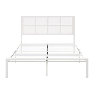 English Elm 1pc Eastern King Platform Bed White Metal Faux Cane Headboard Coastal Bedroom B011P214038
