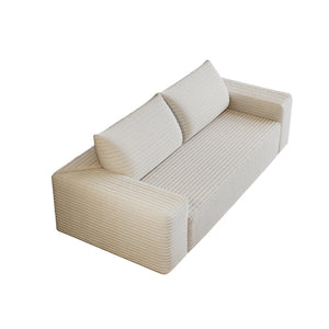 English Elm 63" Corduroy Loveseat Sofa Deep Seat 600lb Capacity Ergonomic Backrest Plush White Fabric W2824P321235