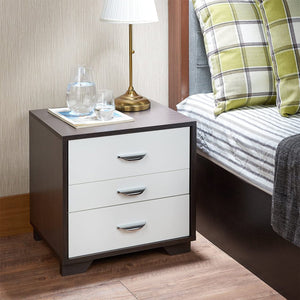 English Elm Two-tone Modern Nightstand with 3 Smooth-Glide Drawers, Space-Saving End Table for Bedroom Black,White B016P253974