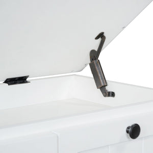 English Elm TREXM Farmhouse Entryway Bench with Cushioned Seat, Hidden Storage & Three Drawers for Organization White N715P293344K