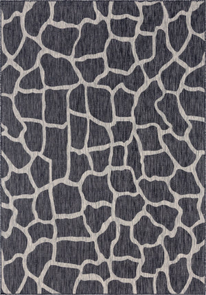 Unique Loom Outdoor Safari Giraffe Machine Made Animal Print Rug Charcoal Gray, Gray 8' 0" x 11' 4"