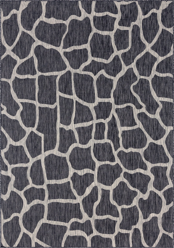Unique Loom Outdoor Safari Giraffe Machine Made Animal Print Rug Charcoal Gray, Gray 8' 0" x 11' 4"