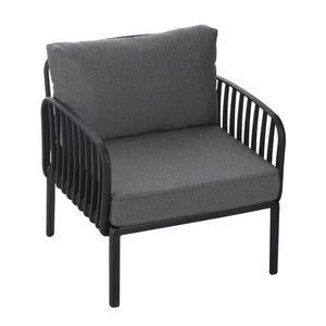 English Elm Christopher Knight Home® - ( SET OF 2 ) Outdoor Patio Club Chair with Waterproof Thick Cushions, Deep Seating, Modern Classic Style Black+ Gray N780P199454B-2