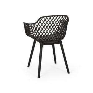 English Elm Christopher Knight Home® - POPPY Weather-Resistant Outdoor Dining Chair with Diamond Mesh Design, Sturdy Polypropylene Comfort Black 24 L x 23.5 W x 22.4 H 69069.00BLK