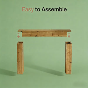English Elm Wood Solid Fir Console Table Handcrafted Farmhouse Style for Entryway or Sofa T3971P448350
