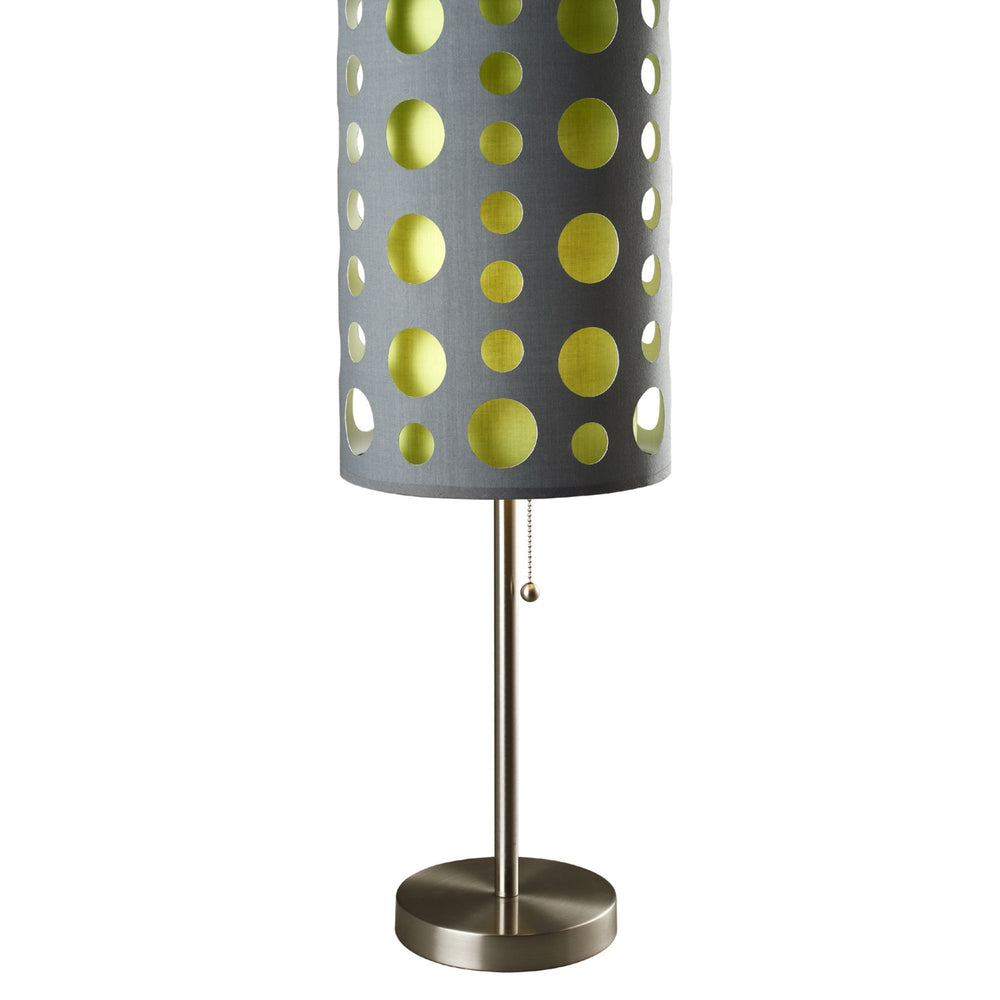 English Elm 33" Tall Metal Table Lamp – Mid-Century Retro Style With Removable Grey And Green Fabric Shade B072116058