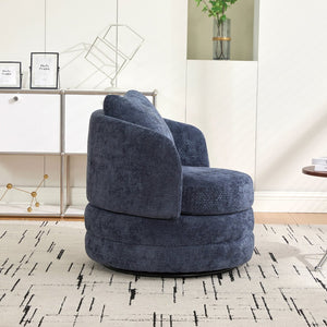 English Elm 30"w Swivel Barrel Accent Chair Chenille Upholstered Club Seat for Living Room Reading Navy W3118P462482