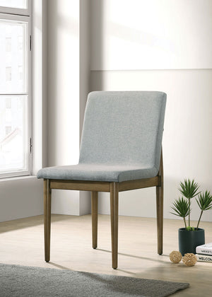 English Elm Natural Tone Mid-Century Dining Chairs Set of 2 Light Gray Upholstered Seats Solid Wood Legs Stylish Comfort B011P196967