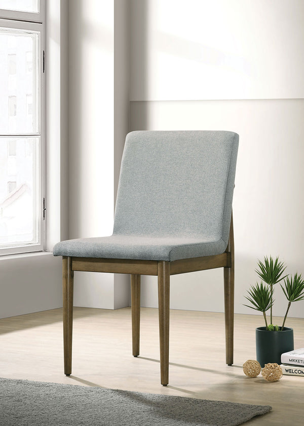 English Elm Natural Tone Mid-Century Dining Chairs Set of 2 Light Gray Upholstered Seats Solid Wood Legs Stylish Comfort B011P196967