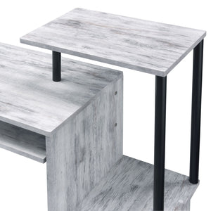 English Elm Lyphre Compact Antique White & Black Computer Desk with Keyboard Tray, Shelf Storage, Durable Metal Finish B2726P282405