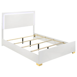 English Elm Mckee White Queen Sleigh Bed with Curved Legs and Low Profile Footboard for Cottage Rooms White B062S01759