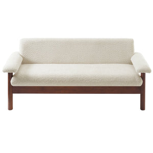 English Elm Modern Berber Fleece 2 Seat Loveseat Rubberwood Base Plush Armrest Couch for Apartments N763S000050A
