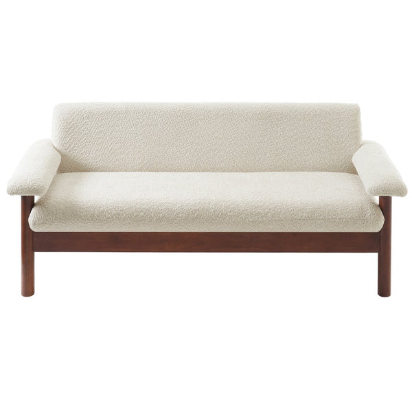 English Elm Modern Berber Fleece 2 Seat Loveseat Rubberwood Base Plush Armrest Couch for Apartments N763S000050A