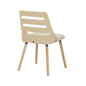 English Elm Dining/accent Chair Solid Wood Tapered Legs Cream Upholstery Mid-century Modern Seating B202P471340