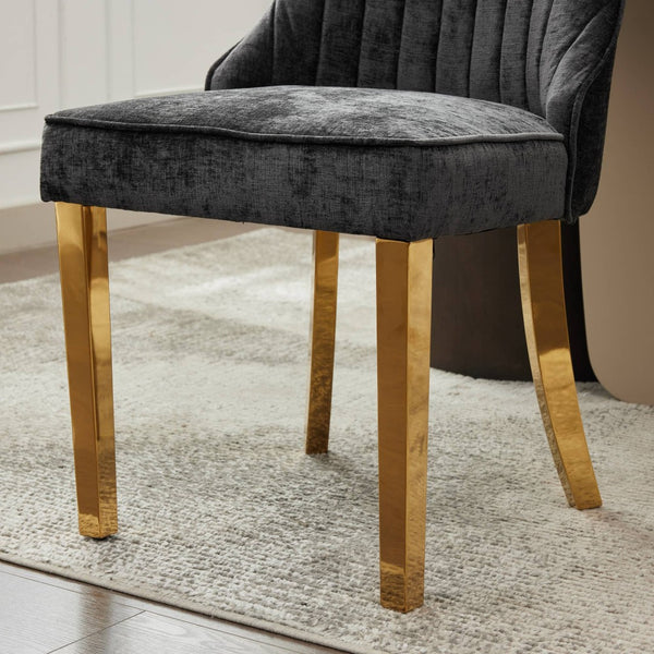 English Elm Rayon Chenille Dining Chairs Set Of 2 - Elegant Upholstered Accent Chairs With Gold-Plated Legs W1143P293315-GIGA