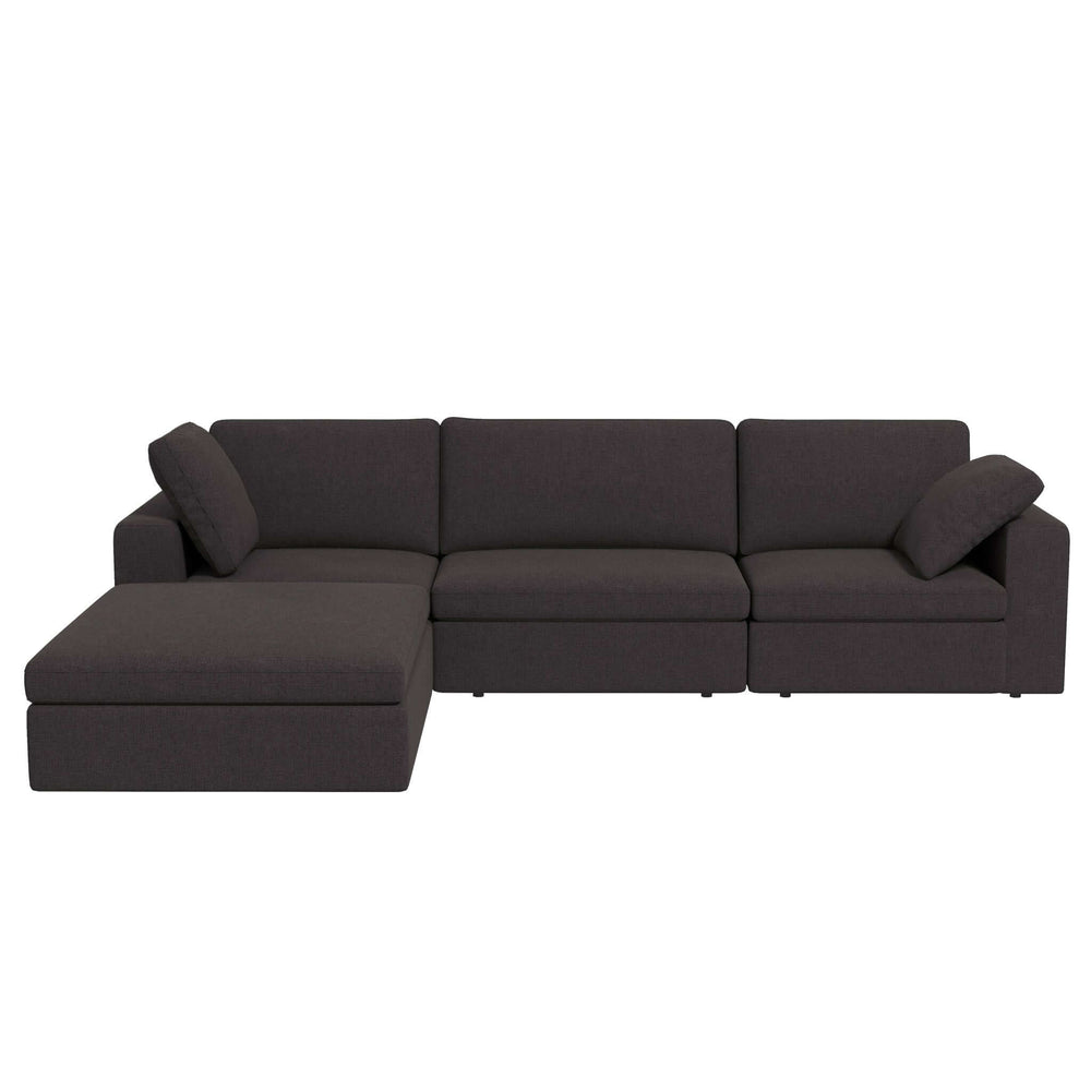 English Elm Ashcroft Furniture - Cecilia Modular Corner Sectional Sofa Dark Gray Fabric – Solid Wood Frame, Semi-Firm Comfort, 2 Pillows B183S00004