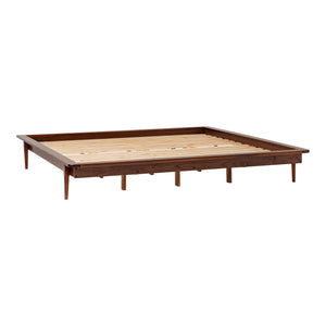 English Elm Walker Edison - Mid-Century Solid Pine King Platform Bed Frame with Tapered Legs, No Box Spring Needed, Sturdy Build Walnut 94 L x 16 W x 7 H B185P169409