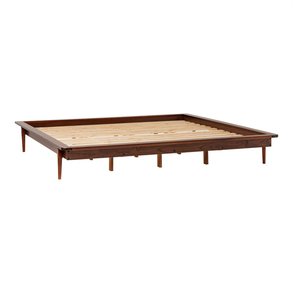 English Elm Walker Edison - Mid-Century Solid Pine King Platform Bed Frame with Tapered Legs, No Box Spring Needed, Sturdy Build Walnut 94 L x 16 W x 7 H B185P169409