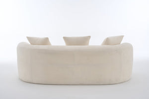 English Elm Crescent-shaped Chenille Loveseat Low Profile Curved Sofa for Modern Living Rooms White W5188P450354
