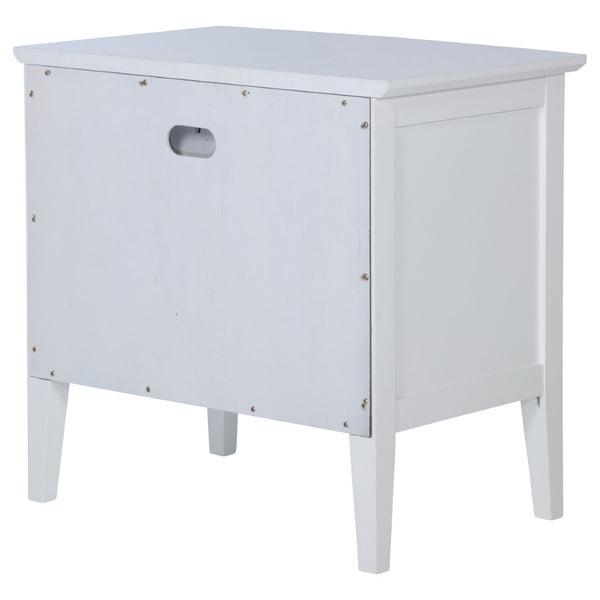 English Elm Talia Rattan Front Nightstand with Open Shelf White Coastal Bedroom Storage B062P440321