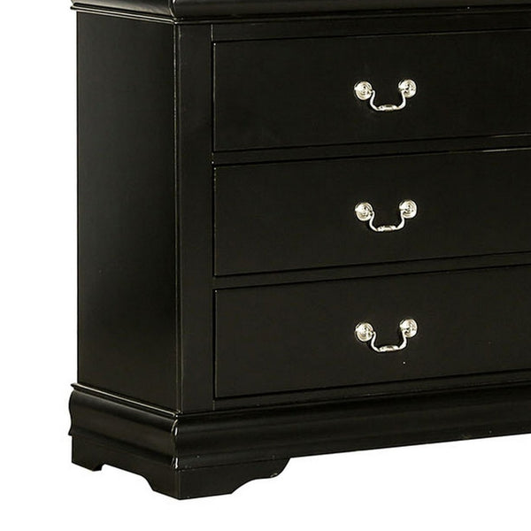 English Elm Ryla Matte Black Solid Wood 6 Drawer Dresser with Nickel Handles for Bedroom B056P416909