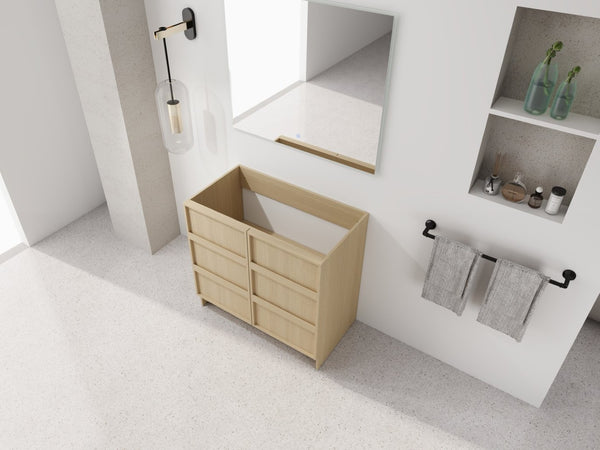 English Elm 36" Freestanding Bathroom Vanity Plywood Base Soft-close Doors Dune Oak Finish W999P392894