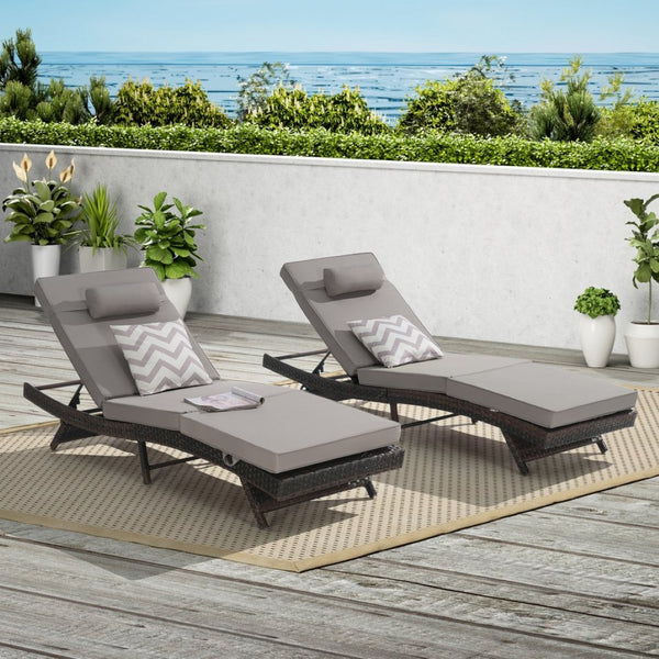 English Elm Outdoor Wicker Reclining Lounge Chair Set Of 2 – Adjustable, Weather-Resistant, Stylish Garden Relaxation W874P264717-GIGA