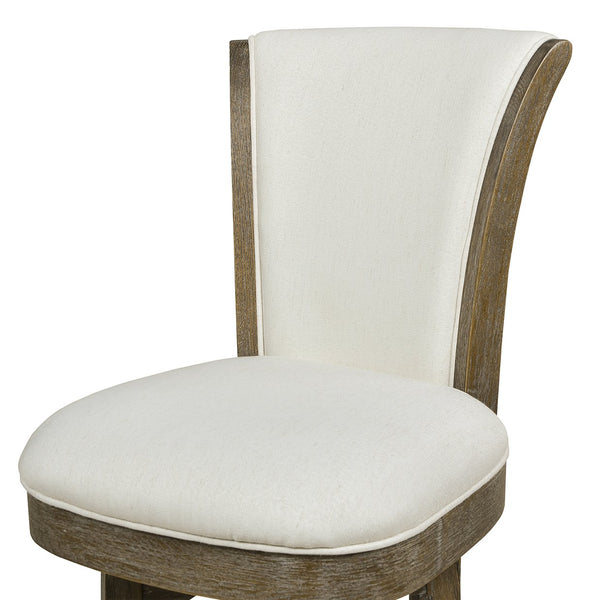 English Elm Jennifer Taylor Home - Henry 27" Armless Swivel Counter Height Bar Stool Heathered Linen Upholstered High Back Support White B2719P238375