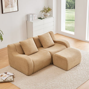 English Elm L-Shaped Teddy Fabric 2-Seat Sofa - No Assembly, Ergonomic Design, High-Density Comfort For Any Space W714S01429