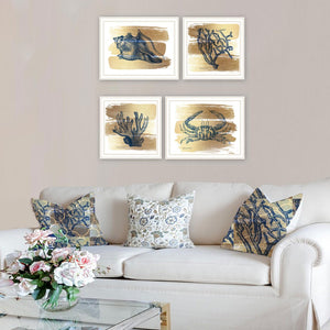 English Elm Trendy Decor 4u Gold Sea Four Panel White Framed Coastal Wall Art Set for Any Room B067P255240