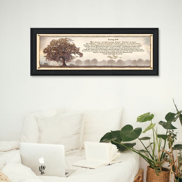 English Elm "living Life" Bonnie Mohr Framed Wall Art Fade Resistant Canvas Ready to Hang B06787593