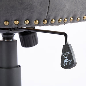 English Elm A&A Handcrafted Sheepskin-Pattern Office Chair with High-Rebound Foam, Solid Wood & Steel Legs, Retro Gray W1143P202751