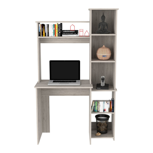 English Elm Versalles Light Gray Writing Desk With Two Shelves & Five Cubbies – Perfect For Small Spaces! B20092002-GIGA
