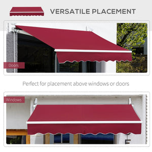 English Elm Outsunny 8' X 7' Manual Retractable Awning - Stylish Wine Red Sunshade For Patios & Windows W2225P175525-GIGA